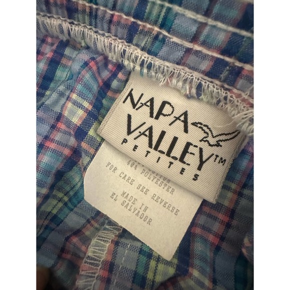 Vintage NOS Napa Valley Women L multi-color checkered beach casual pull-on pants - Picture 6 of 8
